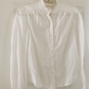 Ruffle neck and sleeve dress shirt